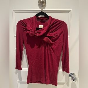 Anthropologie Ric Rac Wine Colored Knit with Neck Detail